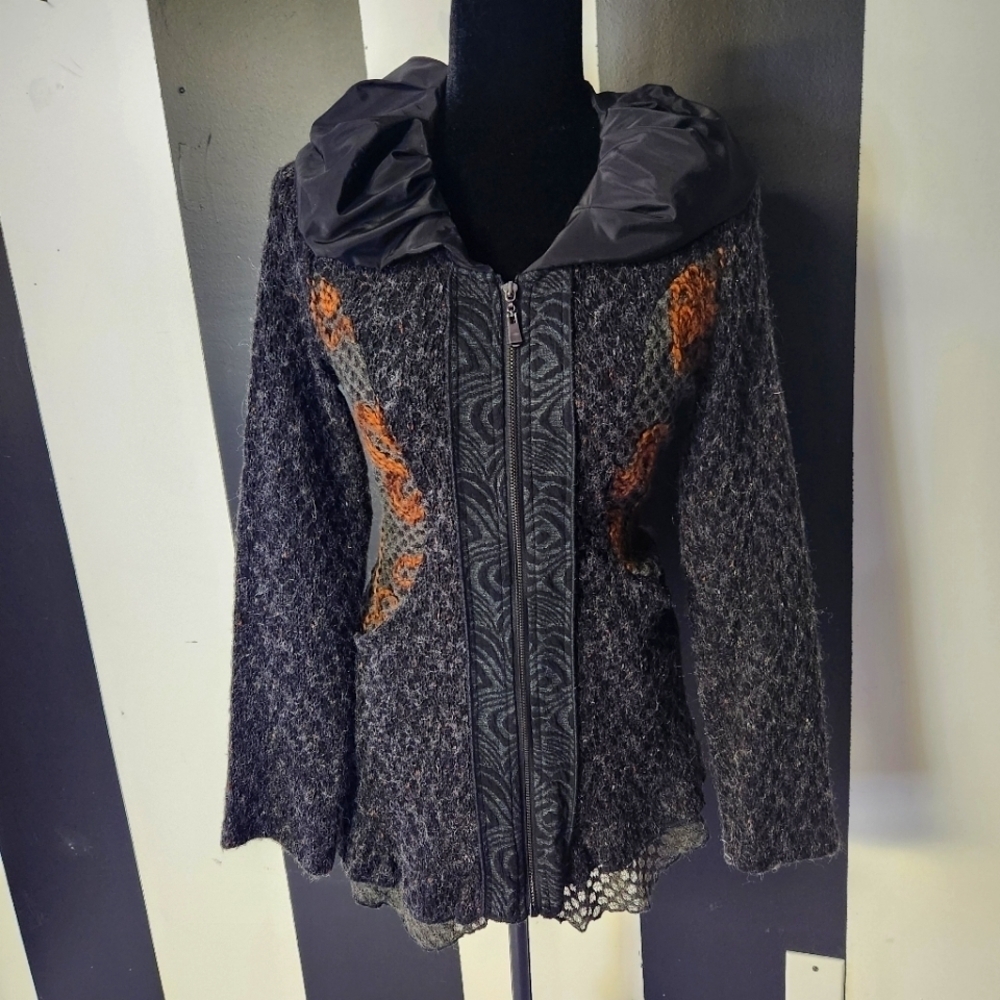Vintage Puffy collar knit cardigan